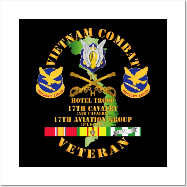 Vietnam Combat Cavalry Vet  w Hotel Troop - 17th Air Cav - 17th Aviation Group DUI w SVC Wall Art by twix123844